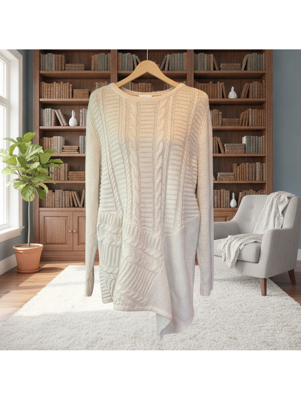 Dana Buchman Cream asymmetrical Sweater XL